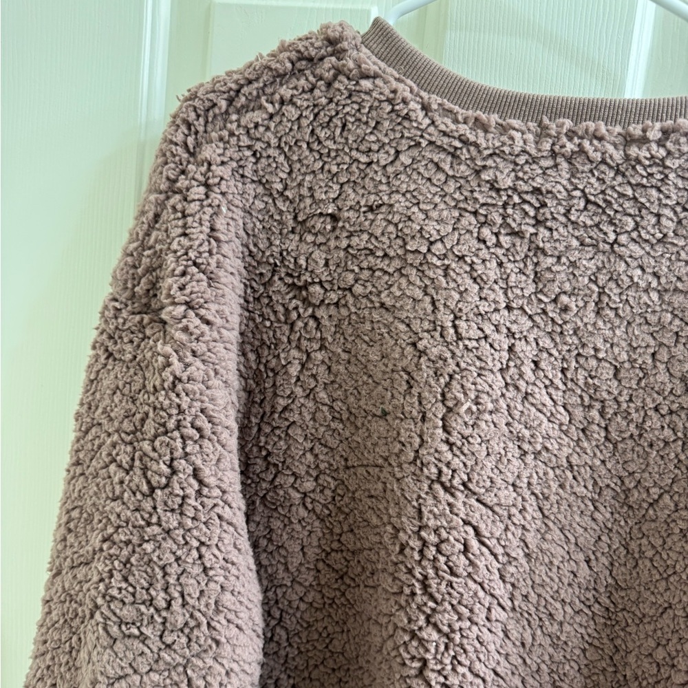 Easel Taupe Textured Sherpa Sweater top - Picture 7 of 7